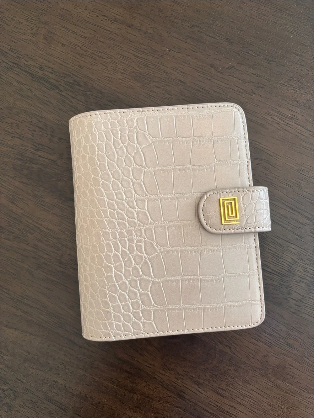 Pocket Size Rings Planner Notebook Binder Taupe Croco Notiq Gold Tone Hardware